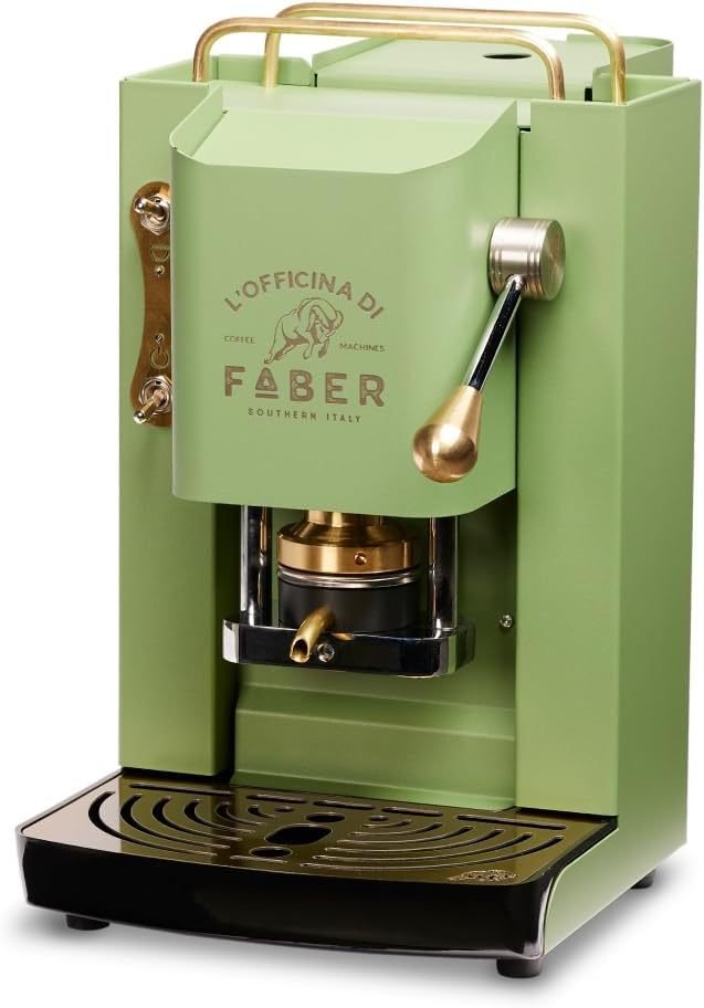 Faber PRO Total Deluxe Macchina da caffè in ottone, cialde ESE 44 mm, serbatoio 1,3 L, bianco/Cherry Red