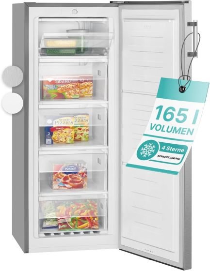 Bomann Congelatore verticale 165 L – 5 cassetti, porta reversibile, vaschetta ghiaccio inclusa, GS 7317.1 bianco