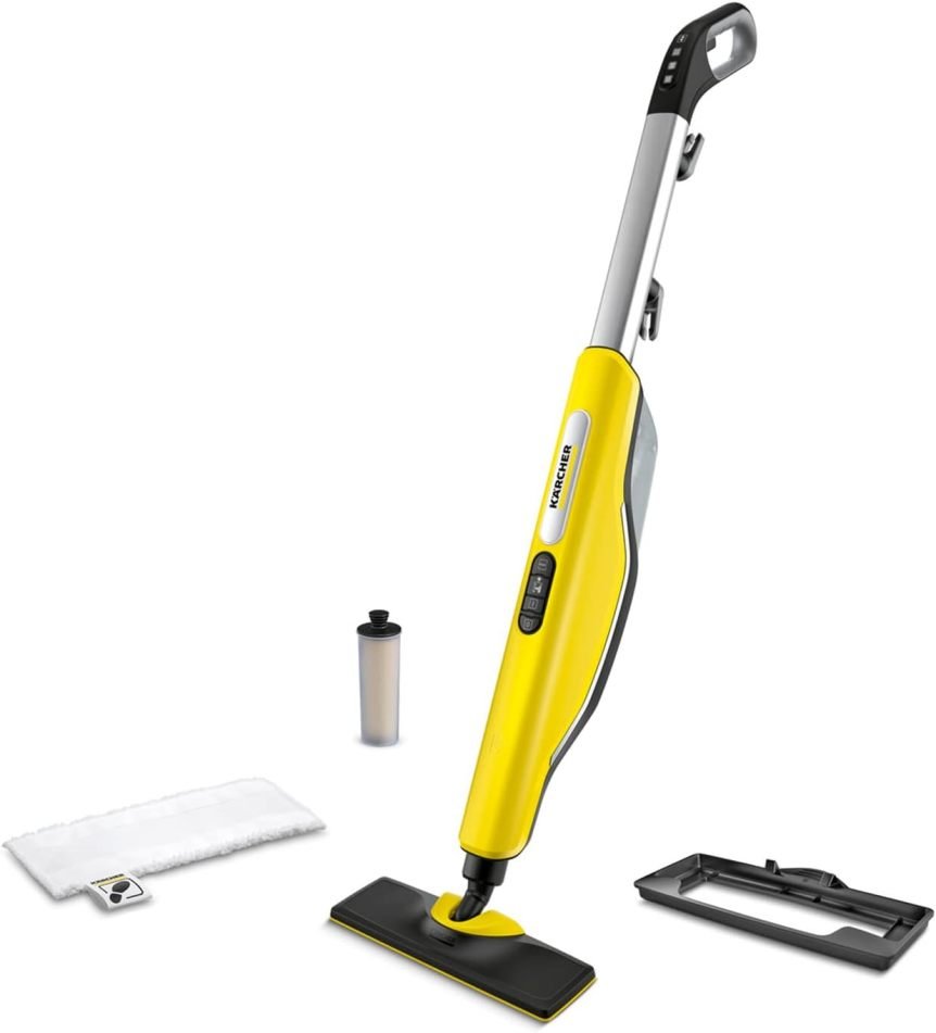 Kärcher SC 3 Upright EasyFix Lavapavimenti a vapore – Riscaldamento 0,5 min, circa 60 m², serbatoio 0,5 L, 1600 W, bocchetta pavimenti, panno, accessorio tappeti e cartuccia anticalcare