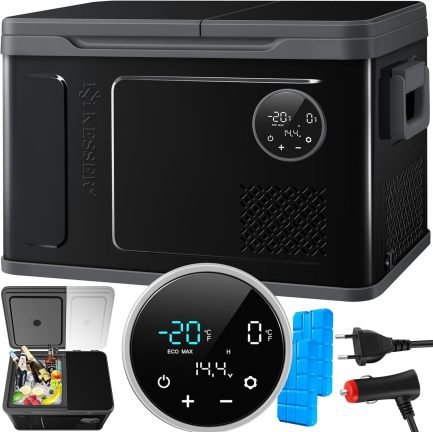 KESSER Frigo portatile a compressore doppia zona 2-in-1 – Refrigerazione/congelamento fino a -20 °C, display touch LED, 2 accumulatori, 12/24 V e 230 V, campeggio/auto/camion