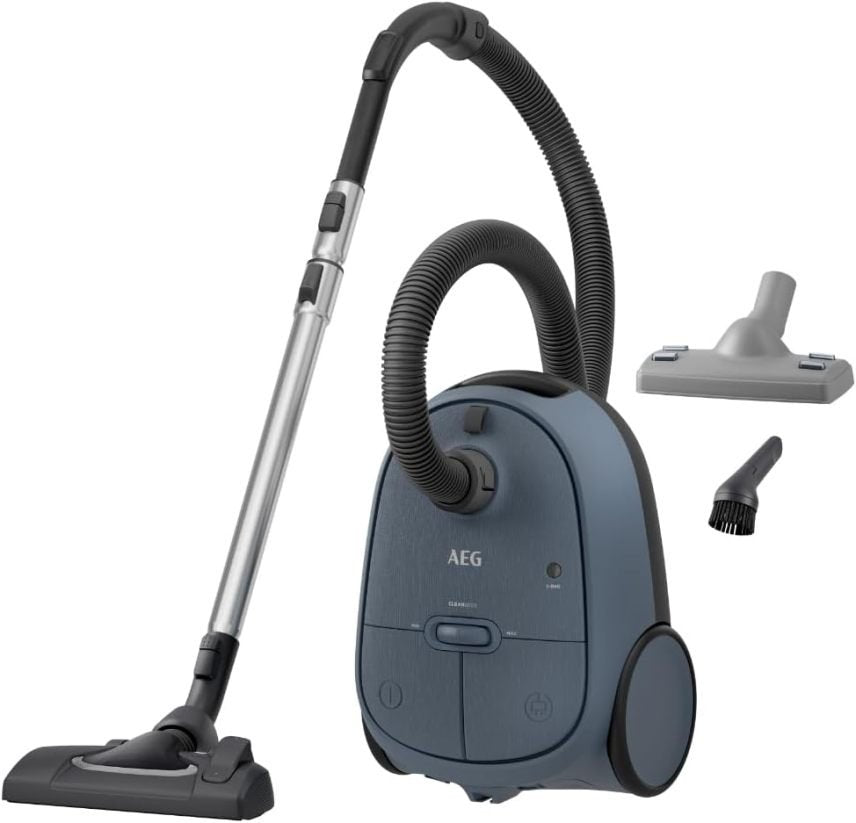 AEG CLEAN 6000 AB61C2DB Aspirapolvere con sacco – Forte aspirazione, bocchetta tessuti, 50% plastica riciclata, ideale per animali, cavo 12 m, 750 W, blu