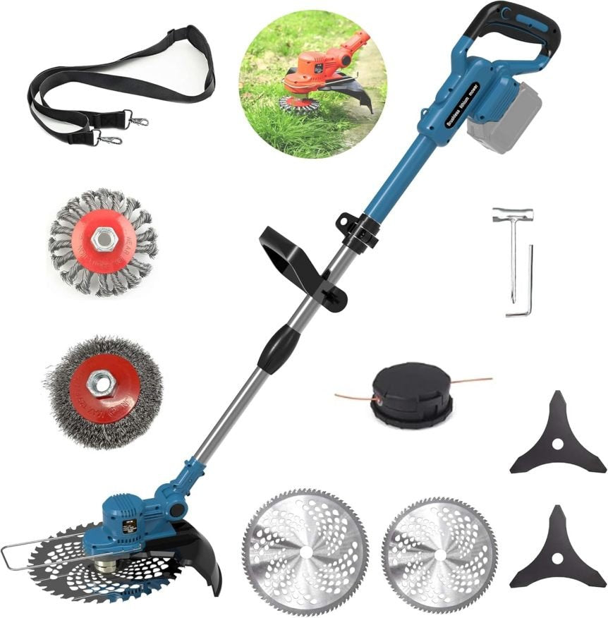 Tagliabordi a batteria compatibile con batterie Makita con 5 tipi di lame – Senza batteria, blu