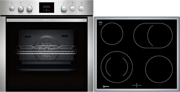 NEFF EDX442 Set forno/piano cottura – Forno da incasso E1ECD0AN0 N30 CircoTherm 60 cm inox + piano elettrico M13R42N2 N50 60 cm nero con cornice