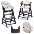 Hauck Beta+ Newborn Set Eco Bouncer Seggiolone evolutivo in legno dalla nascita, con sdraietta neonato, cuscino e vassoio, grigio scuro
