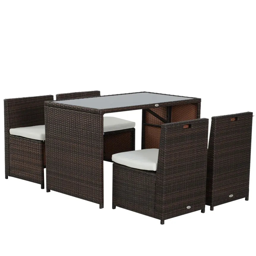 Outsunny Set da giardino 5 pezzi in polyrattan – Resistente alle intemperie e ai raggi UV