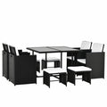 Outsunny Set da giardino in polyrattan 9 pezzi, salvaspazio, resistente alle intemperie
