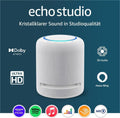 Echo Studio ultima generazione – Altoparlante intelligente Wi-Fi/Bluetooth con Dolby Atmos, audio 3D, hub per casa intelligente e Alexa, bianco