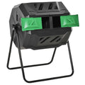 Outsunny Compostiera rotante a 2 scomparti, rotazione 360°