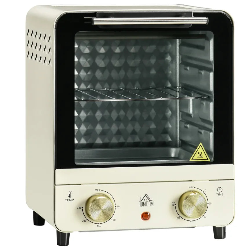 HOMCOM Mini forno crema con temperatura regolabile, timer e finestra di visualizzazione