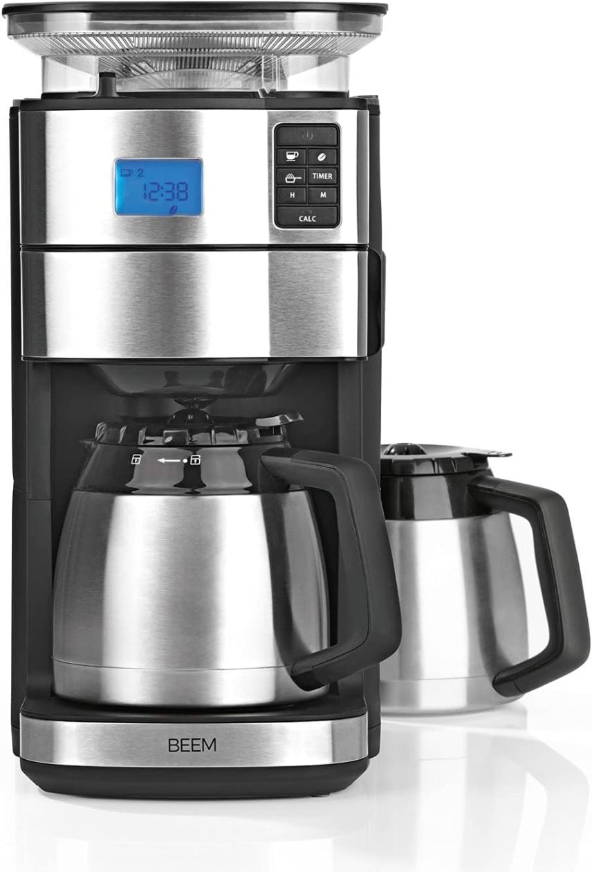 BEEM FRESH-AROMA-PERFECT II Macchina da caffè filtro con macinacaffè – Inox, caraffa termica, timer 24 h, 1000 W, contenitore chicchi 180 g