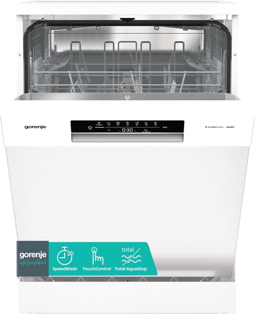Gorenje GS642E90W Lavastoviglie a libera installazione 60 cm, 13 coperti, Total AquaStop, protezione antitrabocco, programma Igiene, SpeedWash