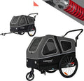 Doggyhut S-Line XL Rimorchio per bici e passeggino per cani 2 in 1 con sospensione, fino a 45 kg