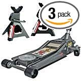 Pittsburgh Kit cric idraulico ribassato 3 tonnellate e cavalletti