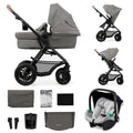 Kinderkraft MOOV2 AIR Passeggino 3 in 1 fino a 26 kg – Seggiolino auto i-Size 40-75 cm, funzione passeggino, posizione sdraiata, grande cappottina, ruote pneumatiche, nero
