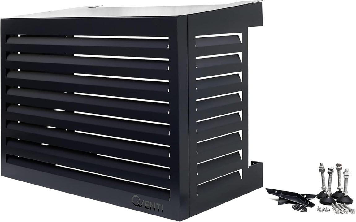 Qventi Copertura esterna per climatizzatore in alluminio – Antracite/grigio, griglia protettiva, montaggio facile, taglia S, 100 × 50 × 75 cm