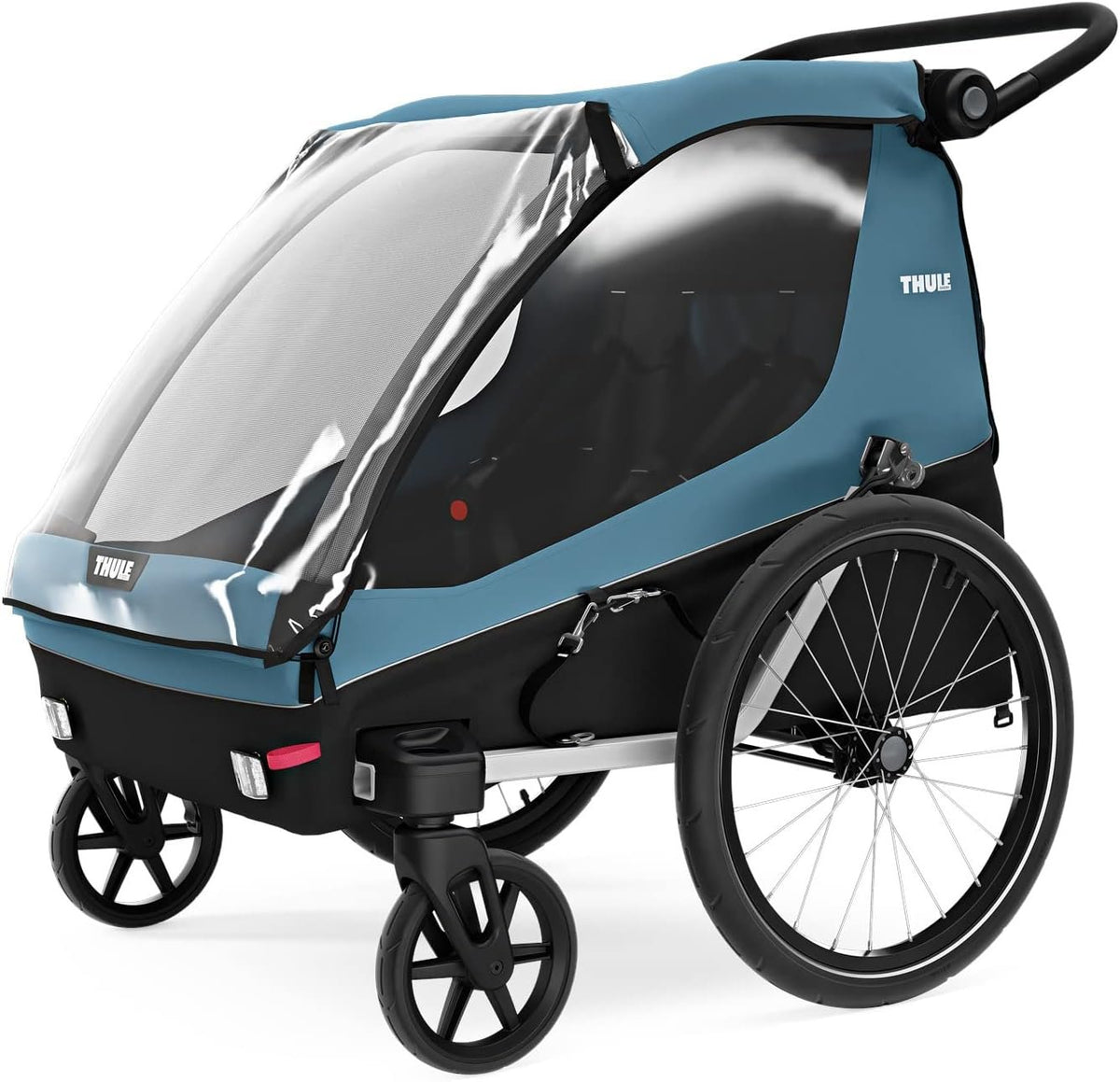 Thule Courier Rimorchio da Bici per Cane e 2 Bambini, Blu Egeo, Taglia Unica