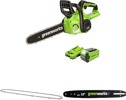 Greenworks Motosega a batteria 40 V, barra 30 cm – Batteria 2 Ah, caricabatterie, catena di ricambio e barra 30 cm inclusi