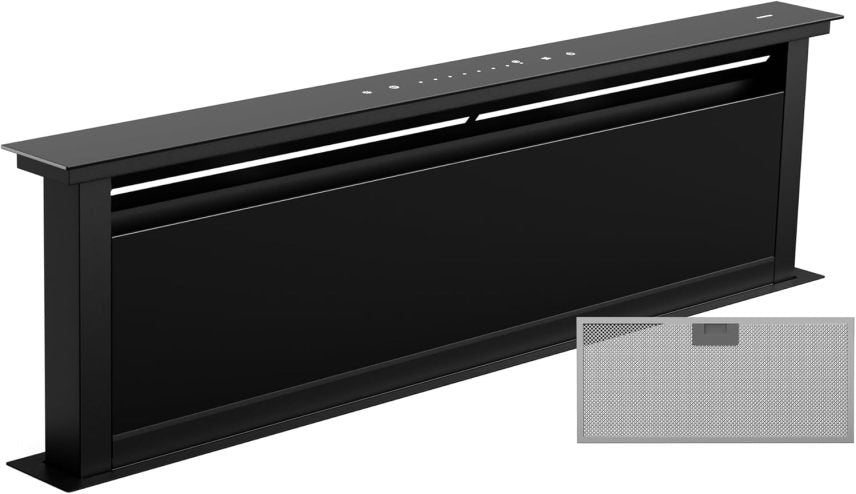 Klarstein Cappa aspirante retrattile Downdraft 60 cm – Silenziosa con filtro, funzionamento a ricircolo o scarico esterno