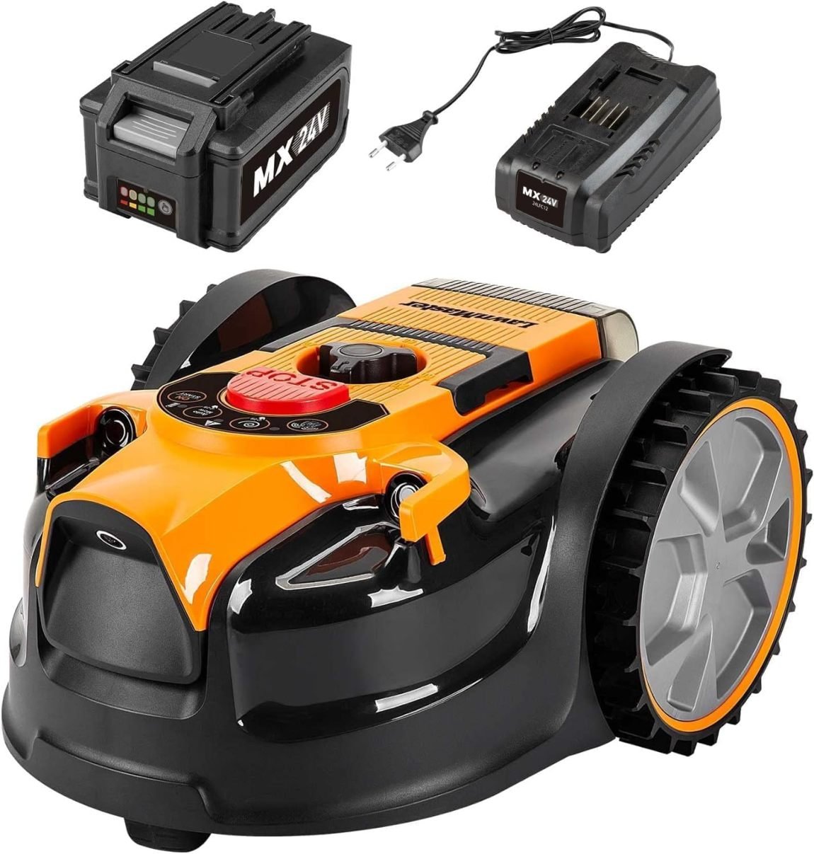 LawnMaster VBRM16 OcuMow Robot tosaerba fino a 100 m² – Senza filo perimetrale, batteria agli ioni di litio MX 24 V 4,0 Ah