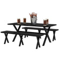 Outsunny Set birreria 3 pezzi effetto legno con foro per ombrellone
