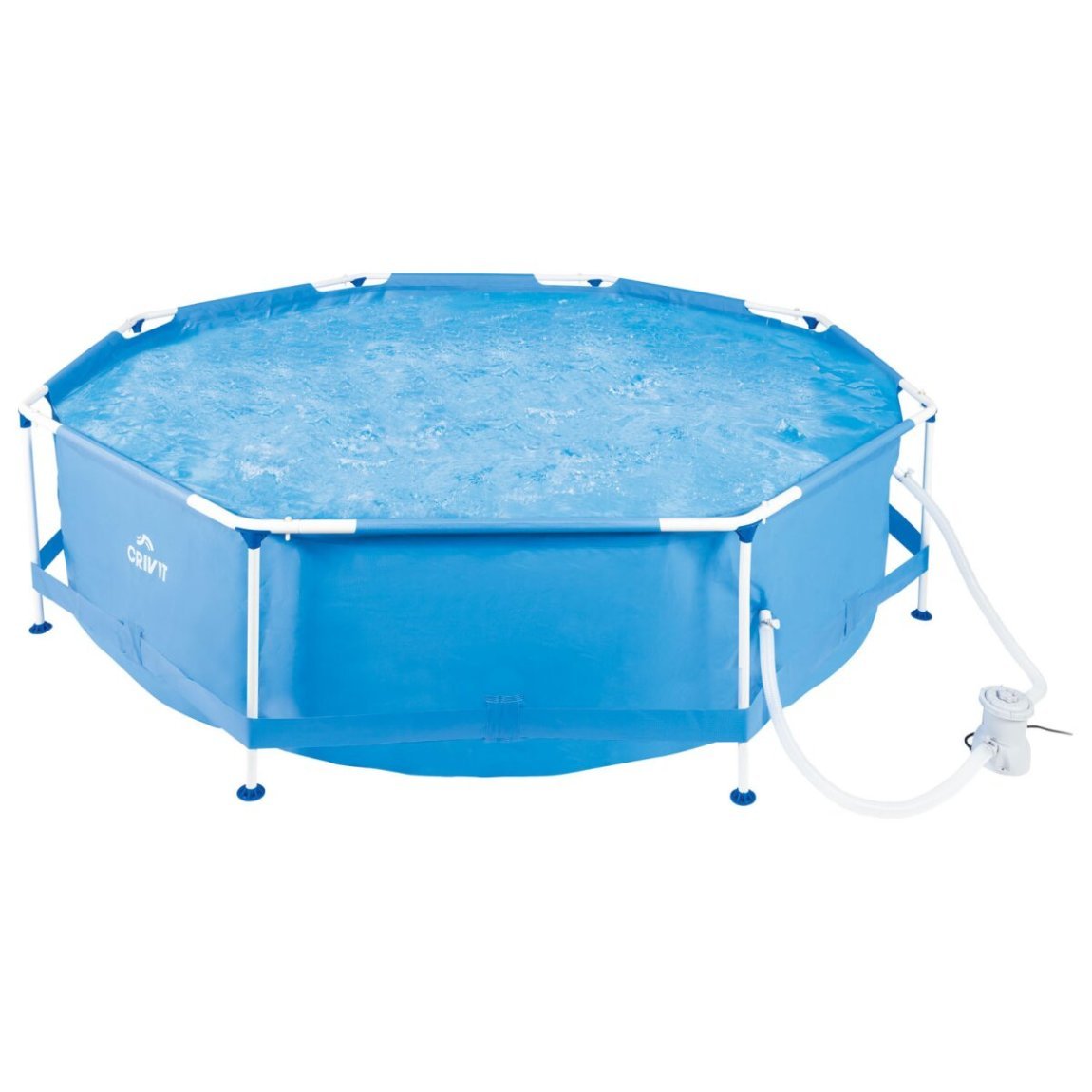 CRIVIT Piscina fuori terra con struttura Ø 300 × H 76 cm con pompa filtro – Articolo di seconda scelta, come nuova