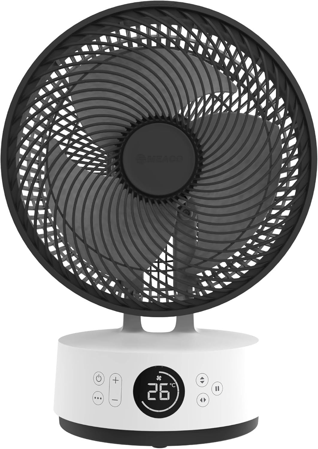 MEACO MeacoFan Sefte Ventilatore da tavolo – 12 velocità, oscillazione orizzontale/verticale, 3 ampiezze, ultra silenzioso, telecomando, nero