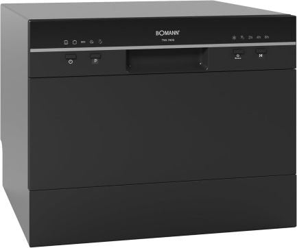 Bomann TSG 7405 Mini lavastoviglie con allacciamento idrico – Tubo incluso, silenziosa, protezione antitrabocco, ideale per piccola cucina/campeggio, nero