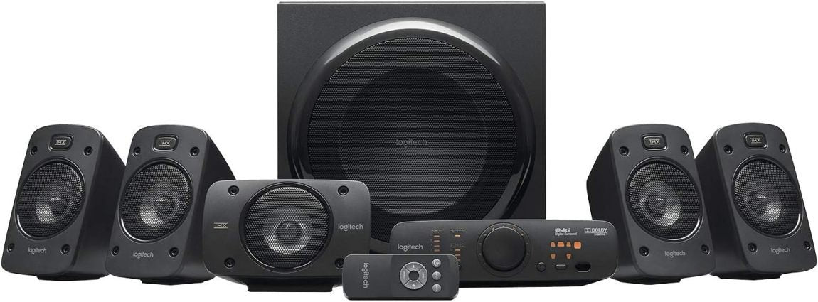 Logitech Z906 Sistema audio 5.1 – 1000 W surround, certificato THX, ingressi audio multipli, telecomando, spina UE, compatibile PC/PS4/Xbox/TV/smartphone/tablet, nero