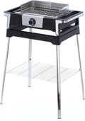 SEVERIN SENOA DigitalBOOST S Barbecue elettrico a piantana PG 8118 – Fino a 500 °C, superficie SafeTouch, inox/nero