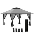 Outsunny Gazebo pieghevole regolabile in altezza UV50+ con ruote