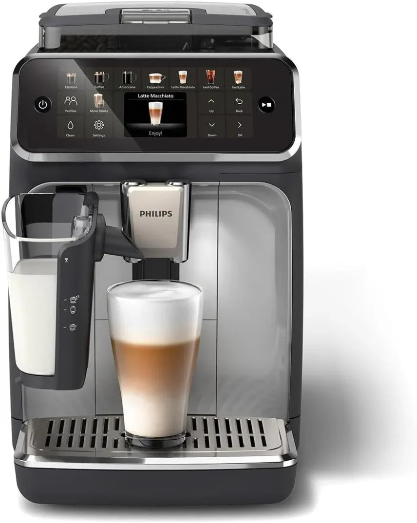 Philips Serie 5500 Macchina da caffè automatica – Sistema LatteGo, 20 bevande calde e fredde, 40% più silenziosa con SilentBrew, QuickStart, grigia (EP5544/50)