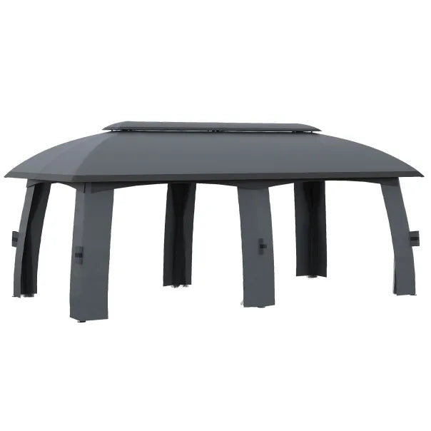Outsunny Gazebo da giardino con tetto ventilato e tende
