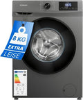 Bomann® Lavatrice 8 kg, 1400 giri/min – Garanzia motore 10 anni, motore inverter silenzioso, 15 programmi, display LED, funzione vapore, WA 7185 titanio/nero