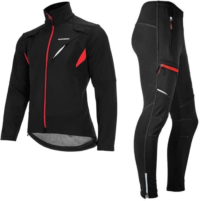 ROCKBROS Completo ciclismo invernale uomo – Giacca e pantaloni impermeabili, antivento, termici, taglie S-4XL