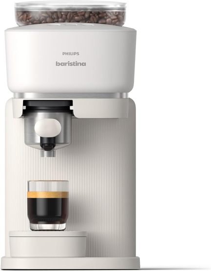 Philips Baristina Macchina espresso compatta – Espresso semplificato, bianco naturale con portafiltro bianco, pompa 16 bar