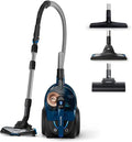 Philips PowerPro Compact Aspirapolvere a traino senza sacco – Compatto e potente, blu/nero