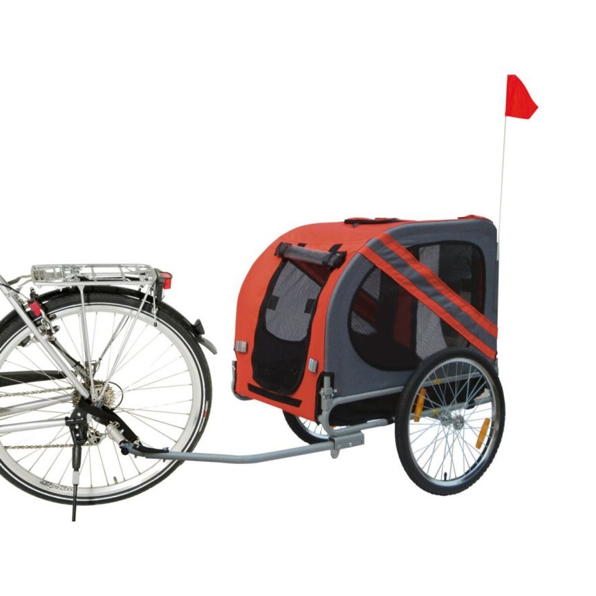 Karlie Rimorchio per bicicletta Doggy Liner Economy fino a 40 kg, rosso/grigio – Articolo di seconda scelta, ottime condizioni