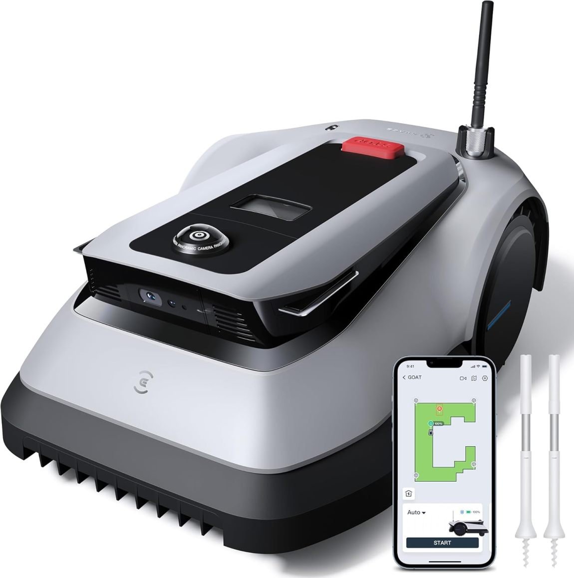 ECOVACS GOAT G1-800 Robot tosaerba senza filo perimetrale fino a 800 m² – TrueMapping, evitamento ostacoli, 16 zone, pendenza 45%, gestione video