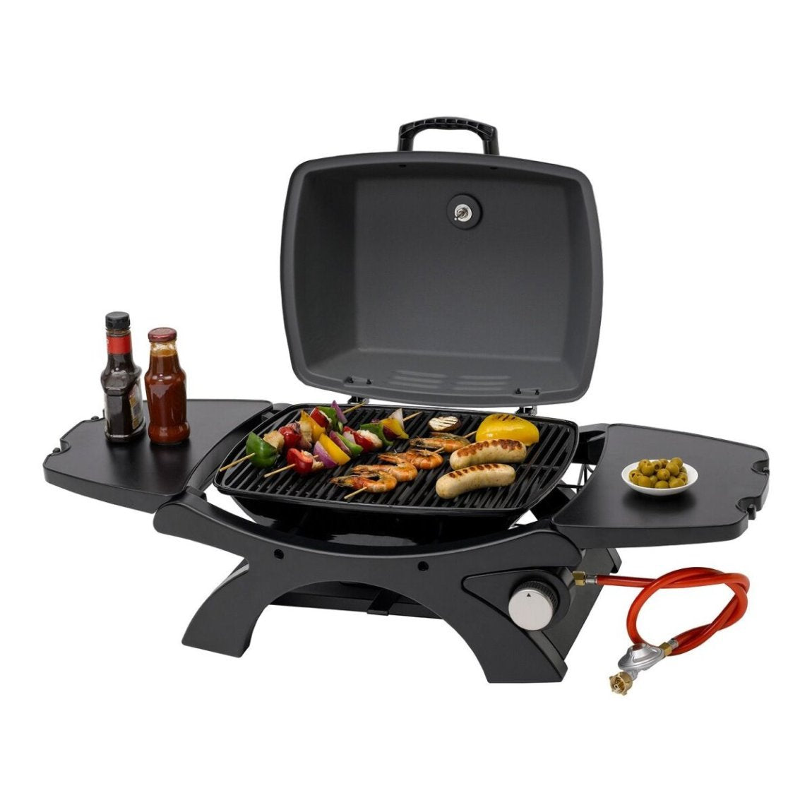 Tepro Abington Barbecue a gas da tavolo – 3,2 kW, bruciatore inox, supporto cartuccia gas, articolo di seconda scelta, buone condizioni