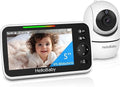 HelloBaby Baby monitor video con telecamera – Schermo 5 pollici, autonomia 30 h, PTZ 355°/120°, zoom 2×, visione notturna, temperatura, 8 ninne nanne, portata 305 m, senza Wi-Fi