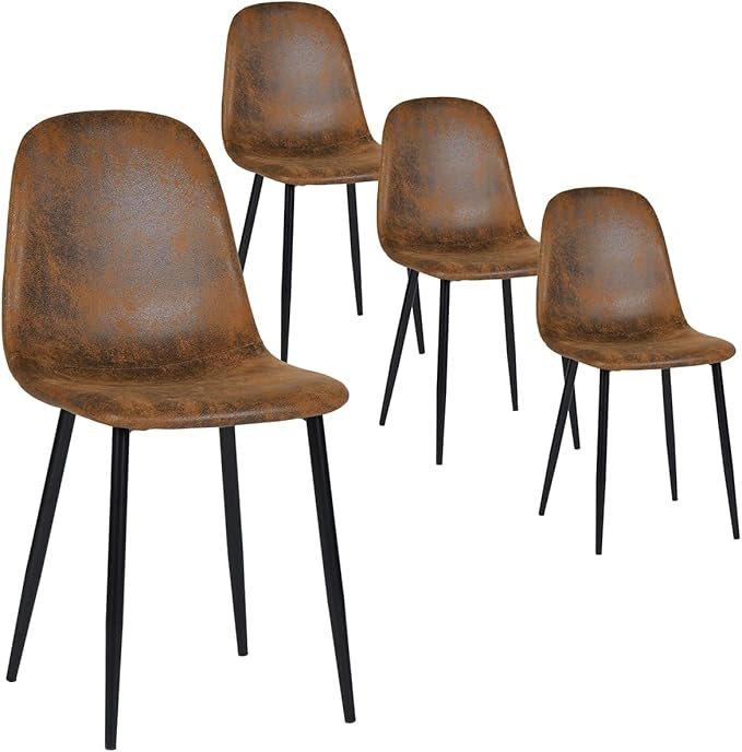 FurnitureR Set di 4 sedie da pranzo in tessuto scamosciato