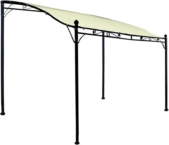 DEGAMO Mantova Gazebo da giardino 300 × 250 cm – Telaio in acciaio nero, tetto impermeabile ecrù