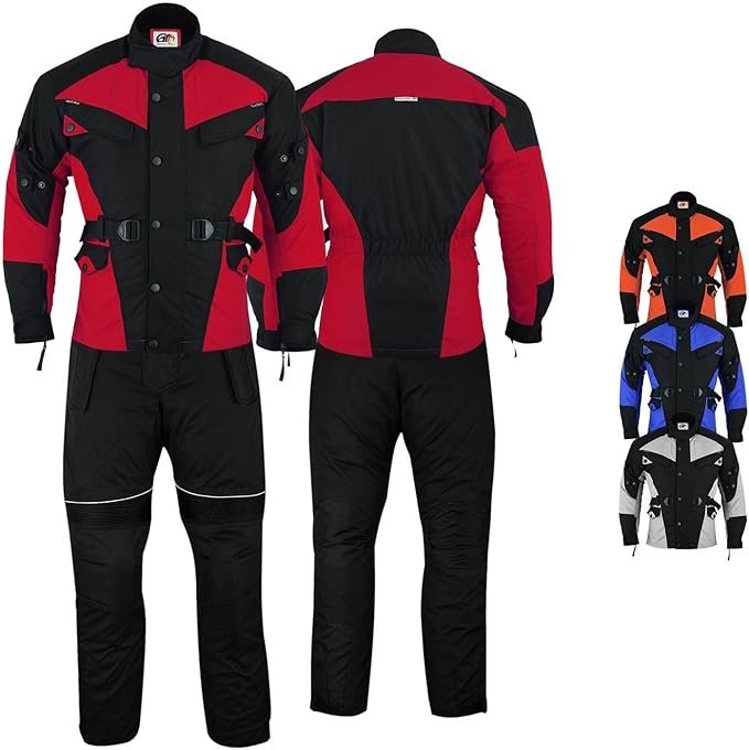 German Wear Completo moto 2 pezzi – Giacca e pantaloni in tessuto Cordura, robusto e resistente alle intemperie