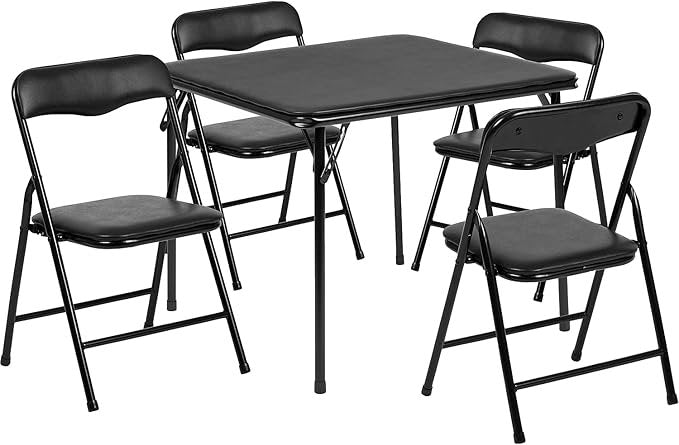 Flash Furniture Mindy Set per bambini con tavolo pieghevole e sedie, 5 pezzi, nero