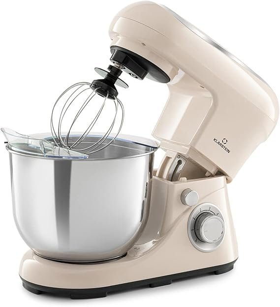Klarstein Robot da cucina multifunzione 1300 W – Ciotola 5 L, gancio impastatore, movimento planetario, 6 velocità