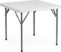 Flash Furniture Tavolo pieghevole quadrato in plastica bianca effetto granito 87 × 87 × 75 cm