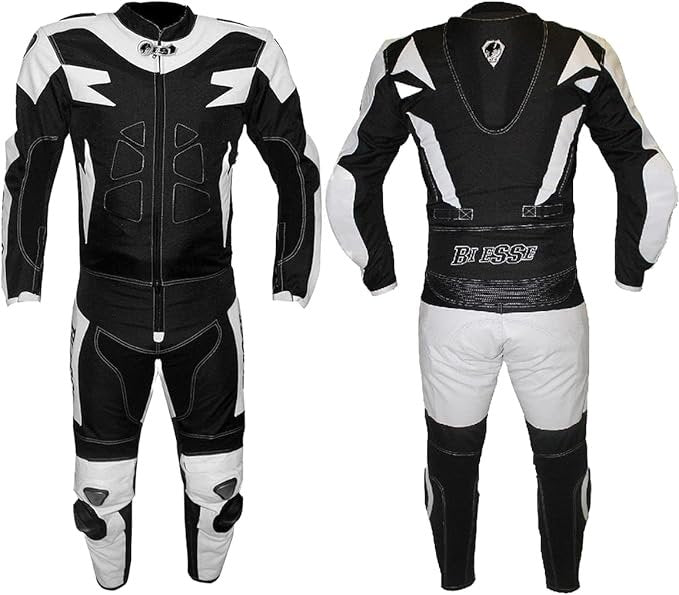 BI ESSE Tuta moto uomo 2 pezzi – Pelle e tessuto, giacca e pantaloni separabili, regolabile e traspirante, touring/racing