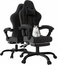 JUMMICO Sedia gaming ergonomica in tessuto – Imbottitura a molle, massaggio, poggiatesta, poggiapiedi, altezza regolabile, carico 150 kg, nera