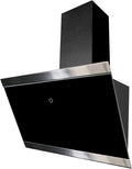 respekta CH89060S Cappa inclinata 60 cm – Vetro con cornice inox, scarico/ricircolo, classe A++, nera