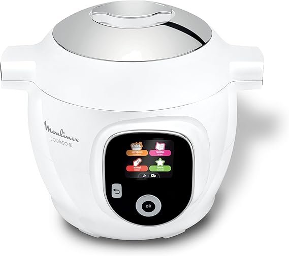 Moulinex Cookeo Smart Multicooker CE854110 – 6 L, 1600 W, 80 ricette integrate, assistente di cottura con display e app, bianco